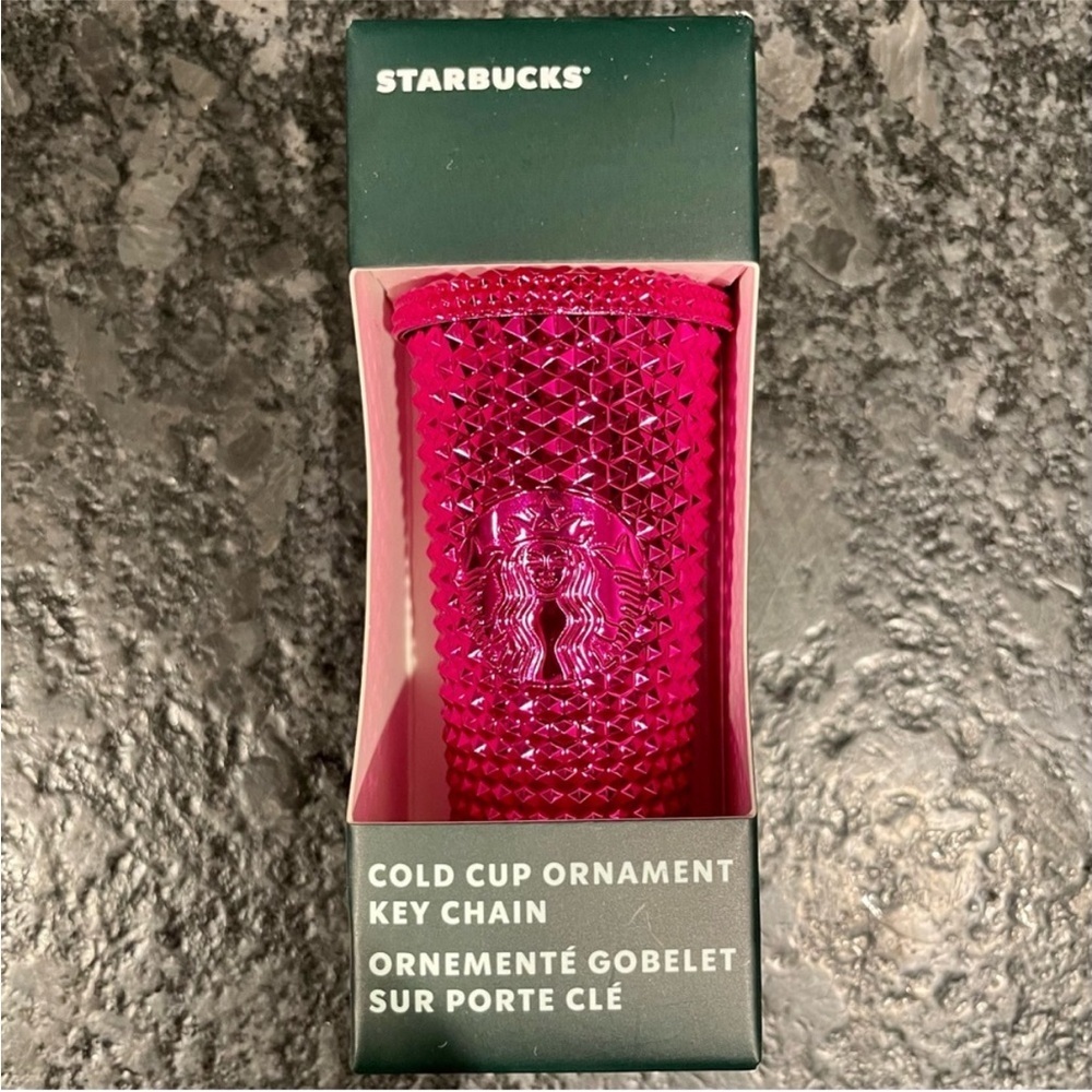 New Starbucks Ornament Holiday 2022 Sangria Studded Bling Cold Cup Christmas